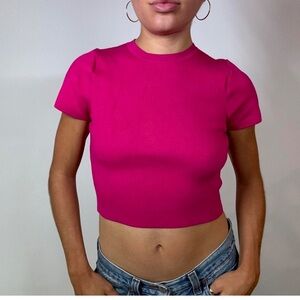 Hot pink Zara sweater crop top size Small